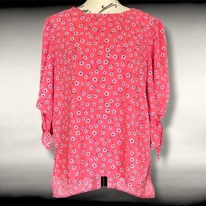 Women's Medium CeCe Feminine Calypso Coral Floral Bow-tie Sleeve Blouse NWT